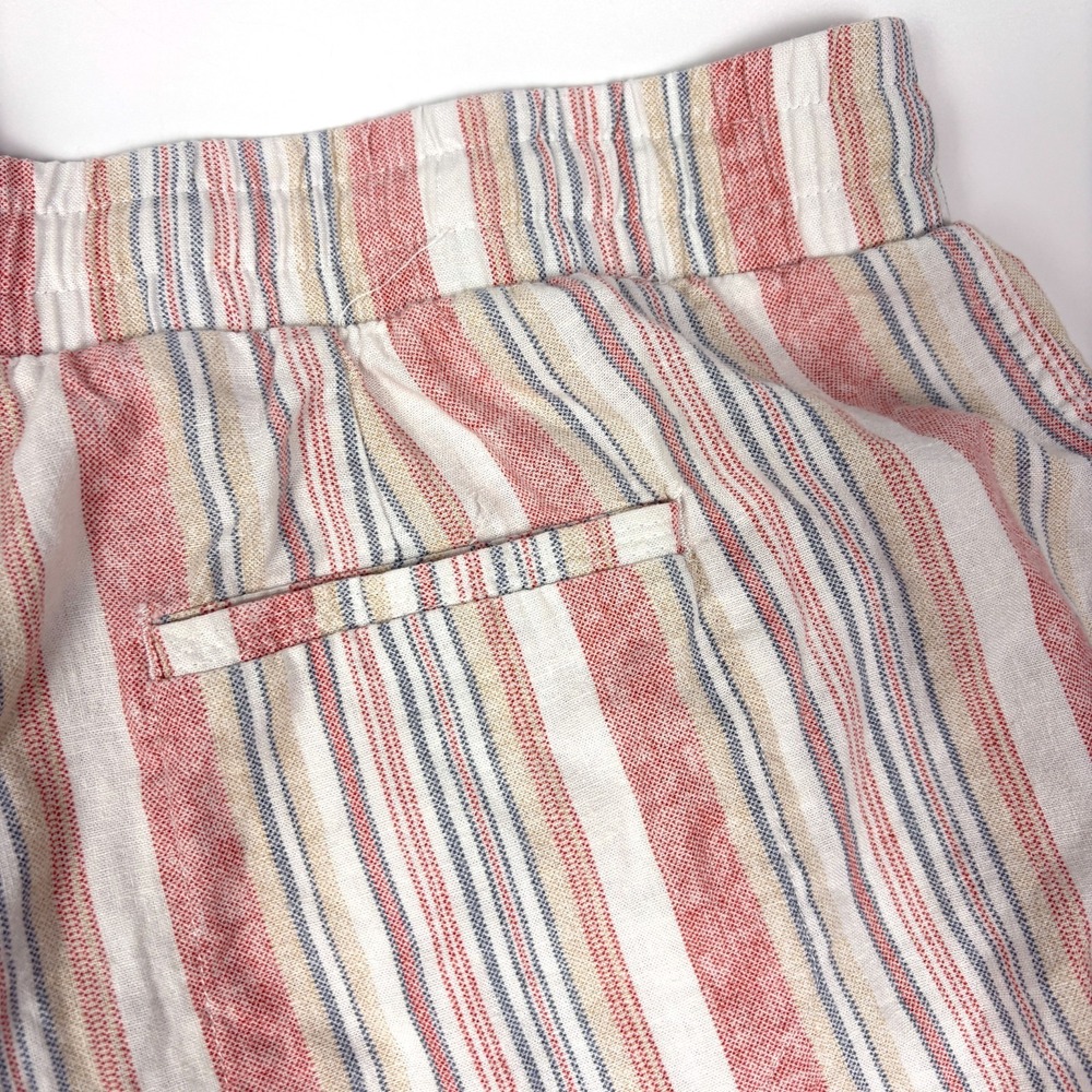Cato Stripe Linen Blend Wide Leg Pants Womens Sz LP White Pink Pull On Drawstrng - Picture 15 of 15